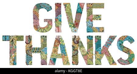 Handgemalte Kunst Design. Hand gezeichnet Abbildung Worte danke für t-shirt und andere Dekoration Stock Vektor