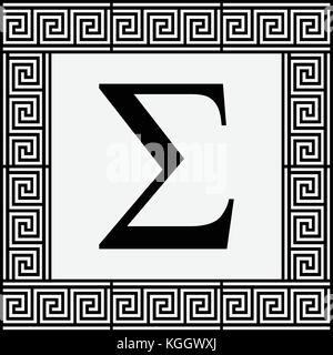 Sigma griechischen Buchstaben Symbol, sigma Symbol in der griechischen Antike Rahmen, Vector Illustration. Stock Vektor