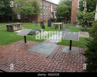 Allgemeine Ansicht der Kirchhof Grabstätte der Alten Presbyterian Meeting House, Alexandria, USA. Stockfoto