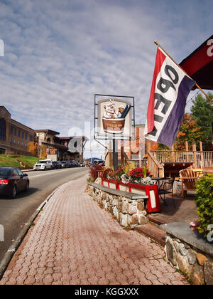 Lake Placid, New York, USA. November 4, 2017. Außerhalb der eingelegtes Schwein, ein Pub und ein Restaurant auf der Main Street in der Innenstadt von Lake Placid, New Stockfoto