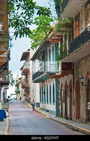 Straße der Casco Viejo, der Altstadt von Panama City Stockfoto