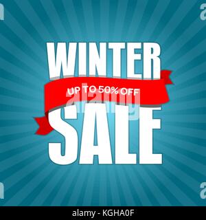 Winter verkauf Abzeichen, Label, Promo Banner Vorlage. Bis zu 50% Rabatt anbieten. Vector Illustration. Stock Vektor