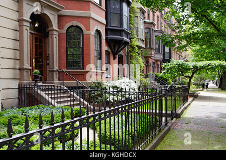 Wohnviertel von Back Bay, Boston. historischen, denkmalgeschützten Viertel mit schönen viktorianischen Architektur. Stockfoto