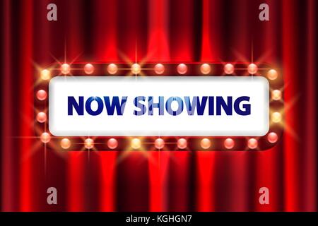 Kino film Plakat Design. Theater oder Kino Zeichen auf Vorhang mit spot light Frame. Vector Illustration Stock Vektor