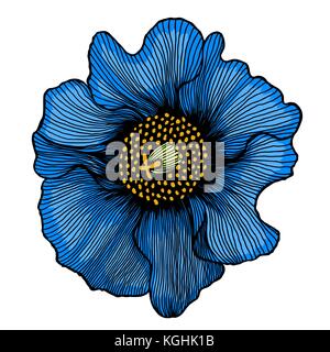 Schöne blaue Blume auf weißem Hintergrund. für Grußkarten und Einladungen der Hochzeit, Geburtstag, Valentinstag, Mutter s Tag und oth Stock Vektor