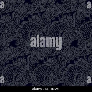 Vektor nahtlose Dragon und Rosen Textur - traditionelle asiatische chinesische und japanische Ornament, gebrauchsfertig Stock Vektor