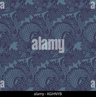 Vektor nahtlose Dragon und Rosen Textur - traditionelle asiatische chinesische und japanische Ornament, gebrauchsfertig Stock Vektor