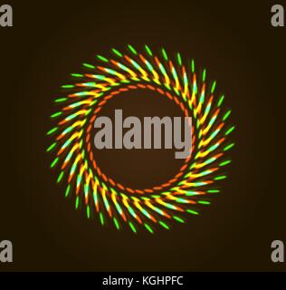 Vector Hintergrund mit leuchtenden Lichter wie Feuerwerk oder glühende Neon particlest abstrakten runden Rahmen mit schwarzem Hintergrund. Stock Vektor