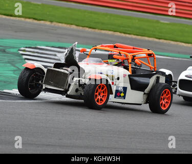 Jamie Ellwood, Caterham 7 Sigmax, Absolventen Meisterschaft, BARC nationale Meisterschaft Silverstone 7th Oktober 2017, klassische Autos, Silverstone, England, Stockfoto