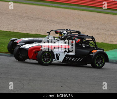 Julian Viggars, Caterham 7 Sigmax, Absolventen Meisterschaft, BARC nationale Meisterschaft Silverstone 7th Oktober 2017, klassische Autos, Silverstone, England Stockfoto