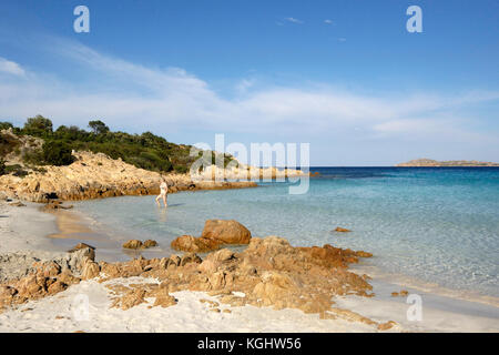 Blick auf den Strand Spiaggia del Principe, Romazzino, Sardinien, Italien Stockfoto