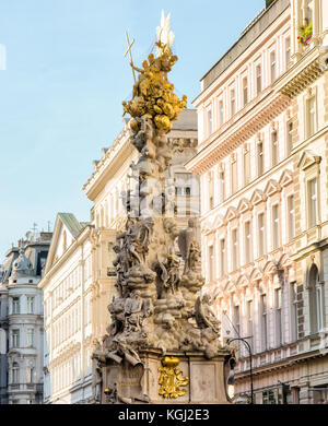 Barocke Pestsäule in Wien, an der Grabenstraße, erbaut 1679 Stockfoto