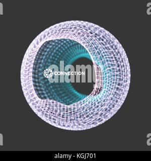 Drahtmodell Objekt mit Linien und Punkten. abstrakten 3D-Struktur. geometrische Form für Design. Gitter Element, Wahrzeichen und Symbol. molekulare Grid. Stock Vektor