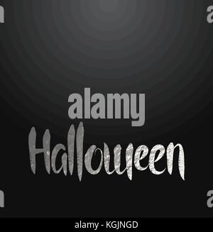 Halloween Card mit silberfarbenem Schriftzug auf schwarzem Hintergrund Stock Vektor
