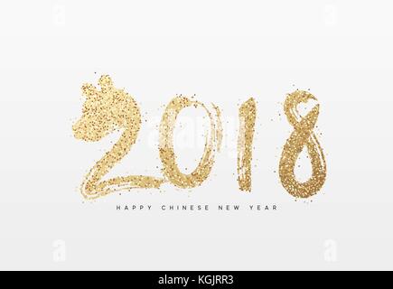 2018 Frohes neues Jahr: Jahr des Hundes im chinesischen Tierkreis Stock Vektor