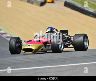 Lotus 49, Sehenswürdigkeiten DFV Autos, Meister Historisches Festival, Brands Hatch, Mai 2017. Brands Hatch, Oldtimer, Klassiker, klassische Rennwagen, FIA, H Stockfoto