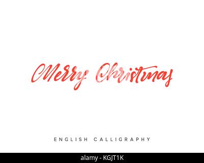 Text frohe Weihnachten. Weihnachten Hand gezeichnet Kalligraphie Schrift Stock Vektor