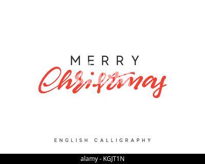 Text frohe Weihnachten. Weihnachten Hand gezeichnet Kalligraphie Schrift Stock Vektor