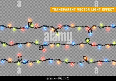 Weihnachtsbeleuchtung isoliert realistischen Design Elemente. Stock Vektor