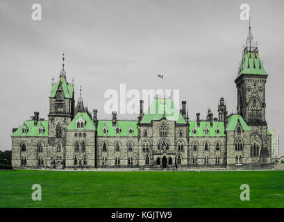 Die östliche Abteilung Gebäude (Ost Block) von Parliament Hill, Ottawa, Ontario, Kanada Stockfoto