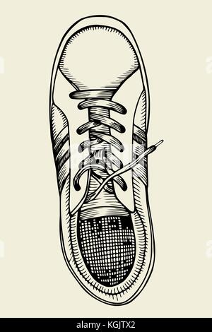 Vektor top sneakers Hand gezeichnete Skizze. Stock Vektor