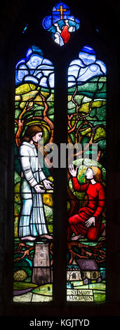 Memorial Glasmalerei von Jill Holliday, St. Maria Magdalena Kirche, Leintwardine, Herefordshire, England, Großbritannien Stockfoto