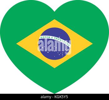 Brasilien Flagge im Herzen, brasilianische Vector Illustration. Stock Vektor