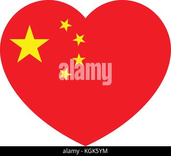 China Flagge im Herzen, chinesische Fahne Vector Illustration. Stock Vektor
