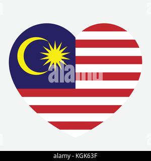 Malaysia Fahne im Herzen, malaysischer Flagge, Vector Illustration. Stock Vektor