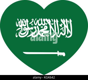 Saudi Arabien Fahne im Herzen, saudi-arabische Fahne, Vector Illustration. Stock Vektor