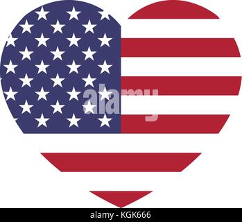 Vereinigte Staaten von Amerika Flagge im Herzen. USA-Flagge, amerikanische Flagge, Vector Illustration. Stock Vektor