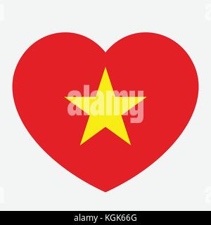 Vietnam Flagge im Herzen, vietnamesische Flag, Vector Illustration. Stock Vektor