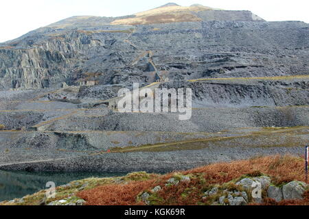 Llyn peris und ehemalige Dinorwig Schiefergrube Wales Llanberis Stockfoto