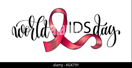 Welt-AIDS-Tag hand Schrift Poster bis 1. Dezember Stock Vektor