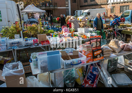 Marktstand, Guildhall, Sandwich, Kent, England, Großbritannien Stockfoto