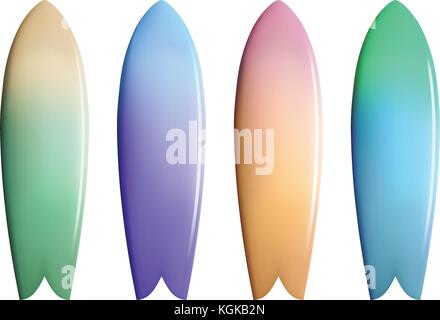 Set aus bunten Surfboards. Surfausrüstung Stock Vektor
