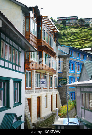 Namche Bazar, Nepal - 12. September 2017: khumbu Lodge Hotel Stockfoto