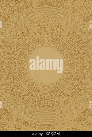 Vektor distressed Antiken mexikanischen Muster auf der Marmorplatte. verkratzt ethnischen aztec Ornament. alten Stil Design. Einfache inca round Line Hintergrund. Stock Vektor