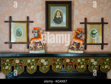 Mantelstück im Green Gables House, Cavendish, Prince Edward Island, Kanada. Stockfoto