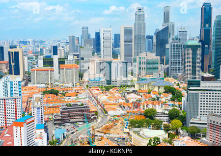 Luftaufnahme von Chinatown und downotwn von Singapur in der Tageszeit Stockfoto