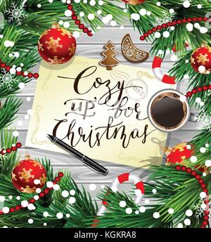 Weihnachten Design auf Holz Stock Vektor