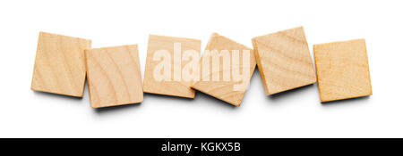 Sechs Holz Fliesen mit Kopie Speicherplatz auf einem weißen Hintergrund. Stockfoto
