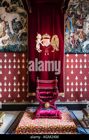 Die Innere Halle der Königin im Königspalast von Stirling Castle in Stirling, Schottland, Großbritannien. Stockfoto