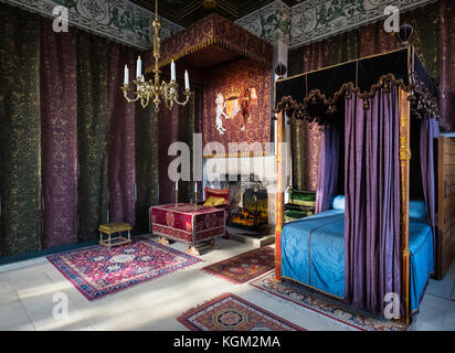 Die Schlafkammer der Königin im Königspalast von Stirling Castle in Stirling, Schottland, Großbritannien. Stockfoto