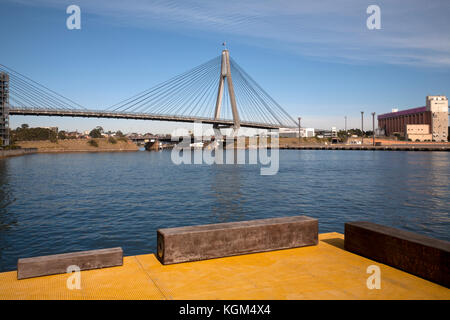 Anzac bridge Jones bay pyrmont Sydney New South Wales, Australien Stockfoto
