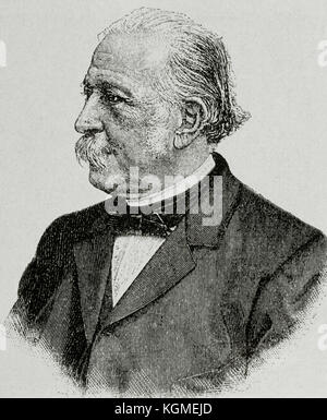 Theodor Fontane (1819-1898). Deutsche Schriftsteller. Porträt. Gravur. Stockfoto