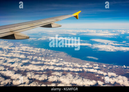Luftaufnahme von Casca von einem Passagierflugzeug. Marokko, Afrika Stockfoto