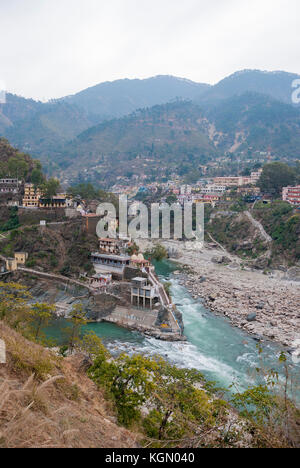 Rudraprayag, Stadt Uttarakhand. Rudraprayag ist einer der Panch Prayag von alaknanda River, der Zusammenfluss der Flüsse Alaknanda und Mandakini Stockfoto