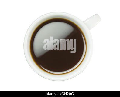 Kaffee Tasse isoliert (von oben gesehen) mit Freistellungspfad Stockfoto