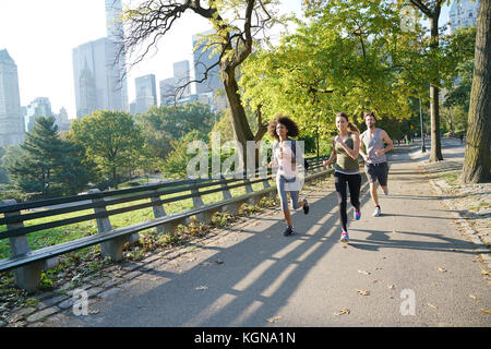 Gruppe von joggern Ausübung am Central Park, NYC Stockfoto